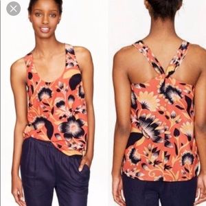 J. crew silk hibiscus flower racerback tank so 6